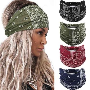 Imagem de Bandanas, acenail, turbante, elástico, com nós largos, femininas, 4 un
