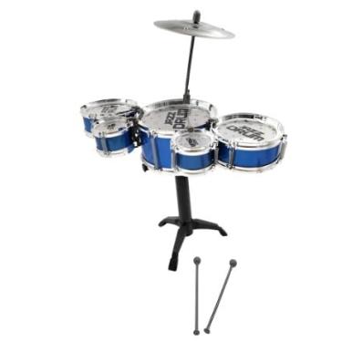 Imagem de Mini Bateria Infantil Criança Musical Pop Star Jazz Drum Cor Azul