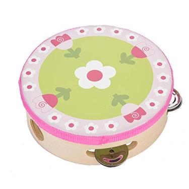 Imagem de Mingzhe Planejada de Madeira de Madeira de Tamborine Bell Instrumento de Percussão Easy Play Sing Dance Maple Wood 15cm Colorido 1# 2# [jogo Infantil da festa] (Quatro flores florescem)