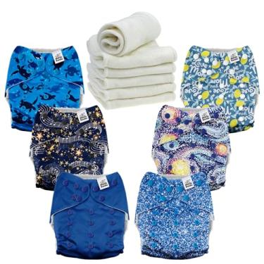 Imagem de Mama Koala Fraldas de pano 3.0 para bebês, pacote com 6, fraldas de bolso laváveis e reutilizáveis para recém-nascidos e crianças pequenas (Dreamy Sky)