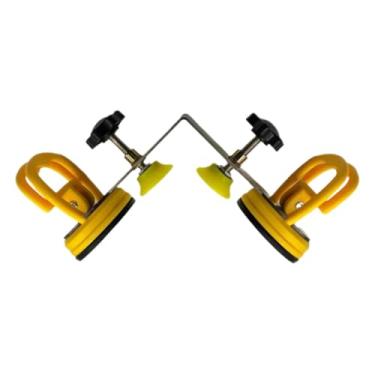 Imagem de ShengQuanHao Ferramenta de Instalação de Ajuste de 90 Graus Grampos de Canto Resistentes para Junção E Nivelamento de Costuras para Lajes de Pedra E Mármore, 2 Ventosas Amarelas, Tamanho real