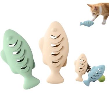 Imagem de Hey Jumi 2 peças de brinquedos de silicone para gatos, mastigável multifuncional, dispensador de guloseimas, brinquedo alimentador interativo para gatos internos, quebra-cabeça de comida, brinquedos