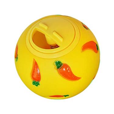 Imagem de SM SunniMix Bola de petisco de coelho dispensador de alimentos brinquedos de enriquecimento de brinquedo bola de lanche alimentador lento brinquedos de perseguição distribuição de alimentos para gatinho coelho filhote de cachorro, amarelo