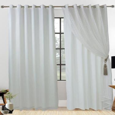 Imagem de Cortina 2,00x1,80m Microfibra C/voil Xadrez Quarto Ou Sala Areia - Lov