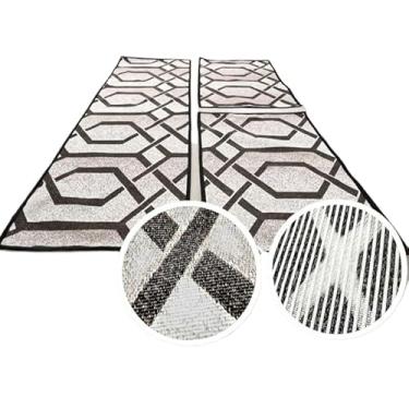 Imagem de Jogo De 3 Peças Tapete Cozinha Antiderrapante Jacquard Decoracao Impecavel Kit Tapete Cozinha(Jogo M20 Hexagonal)