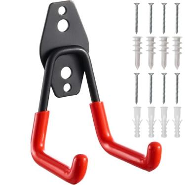 Imagem de Ganchos de garagem, suporte de parede de 12 x 7 cm, ganchos de armazenamento de garagem resistentes, organizador de equipamentos de jardim, ferramentas elétricas e para pendurar escadas de mangueira e