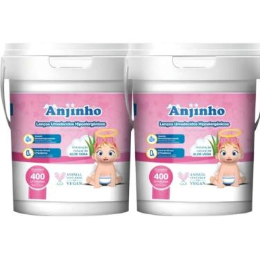 Imagem de Lenços Umedecidos para Bebê Balde com 400 Unidades BaldeToalhas Umedecidas com Aloe Vera (Rosa, 02 Balde)