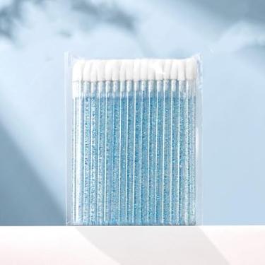 Imagem de Conjunto de 50 pincéis de lábios descartáveis – Aplicador de maquiagem de veludo macio para batom, brilho labial e mistura – Ferramenta de beleza compacta e adequada para viagem, 10 x 7 x 0,3 cm (azul