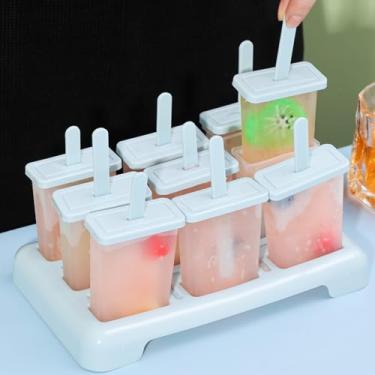 Imagem de Molde de picolé de sorvete com bastão de plástico, faça você mesmo, bandeja caseira para cubos de gelo, utensílios de cozinha, azul, 20,7 x 12,8 x 10 cm