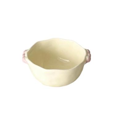 Imagem de As tigelas de arroz com creme de cerâmica são requintadas e resistentes ao calor para uso doméstico - grãos de açúcar [amarelo] (12,7 cm)