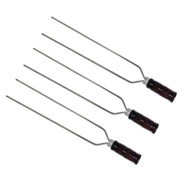 Imagem de Kit 3 Espetos Duplo Para Churrasco 70Cm Cabo De Madeira