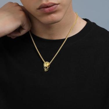 Imagem de Colar masculino de aço inoxidável, joia religiosa, One Size, Aço inoxidável, Sem Pedra Preciosa