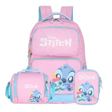 Imagem de Mochila de Costas Stitch Disney Lancheira Estojo Box Escolar
