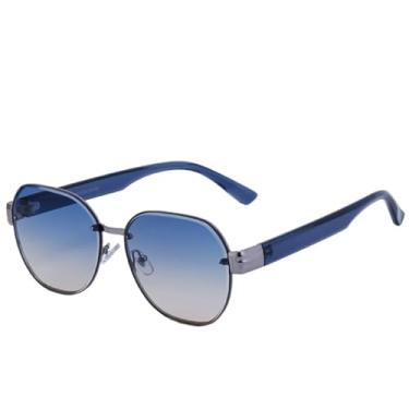 Imagem de JRLLFD Óculos de sol femininos com armação de luxo, vintage, punk, masculino, para dirigir ao ar livre, feminino, UV400 (azul, azul, amarelo)