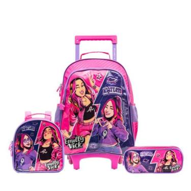 Imagem de Kit Mochila Infantil Rodinhas Emilly Vick Youtuber Ketlen Os Rosa Orig
