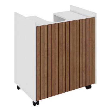 Imagem de Gabinete De Banheiro Para Pia De Coluna Cor Branco Ripado(Branco Ripado)