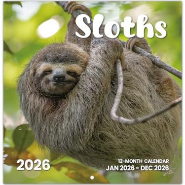 Imagem de Calendário 2026, calendário mensal de parede preguiça 2026 funciona de novembro de 2025 a dezembro de 2026, calendário de parede suspenso, aberto de 29,5 x 61 cm, layout de página inteira para