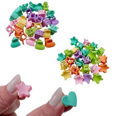 Imagem de Kit Mini Prendedores Presilhas Piranhas para Cabelo Penteado Coloridas Meninas Infantil (24pcs Estrela + 24pcs Coração)