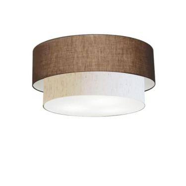 Imagem de Plafon Duplo Cilíndrico Vivare Md-3062 Cúpula Em Tecido 45x40cm - Bivolt Café-linho-bege 127/220v