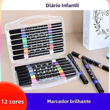 Imagem de Marcadores Metálicos Glitter Em 96/24 Cores Com Ponta De Pincel, Mater