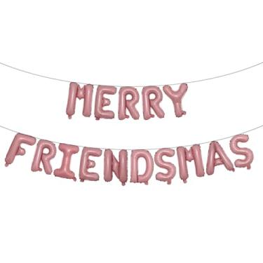 Imagem de Merry Friendsmas Decorações de Festa Merry Friendsmas Banner Balões Tema Amigos Guirlanda de Festa de Natal Decoração Suprimentos (MERRY FRIENDSMAS Rosa)