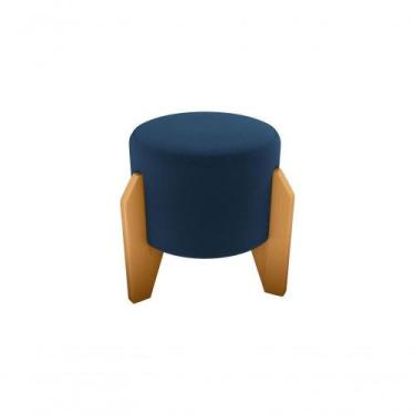 Imagem de Puff Decorativo Descanso Luxo Orginal Premium Veludo Azul Matrix