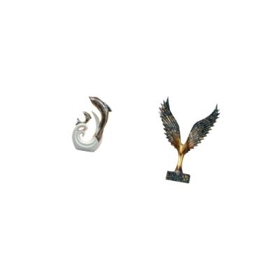 Imagem de Fenteer Escultura Moderna E Abstrata de Asa de Golfinho em Resina Cerâmica, Ornamento Feng Shui para Decoração de Mesa de Centro, Lareira, Escritório, Sala de