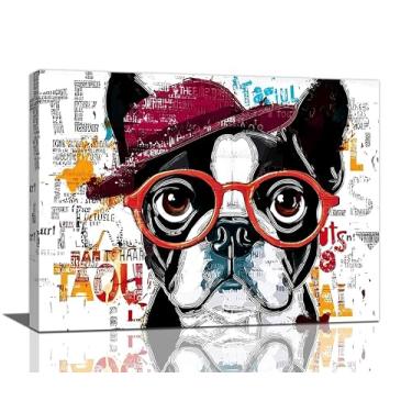 Imagem de Arte de parede para decoração de buldogue francês, imagens engraçadas de cachorro de grafite, estampas em tela, pintura, arte de animal de estimação, decoração de buldogue inglês, decorações para