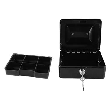 Imagem de Aqur2020 Caixa de Dinheiro de Metal, Trava de Segurança, Pequena Caixa de Armazenamento de Metal Portátil Com 2 Chaves para Documentos de Dinheiro, Carro Doméstico, Compacto e Portátil,