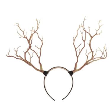 Imagem de barenx Tiara de chifres de rena gótica para festa de Natal e Páscoa para fantasias de cosplay, fantasia gótica, festa - natural