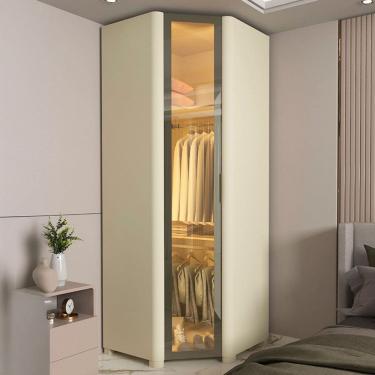 Imagem de Guarda-Roupa Modulado Innova 1 Porta com Vidro e Led 100% Mdf Off White - Gelius