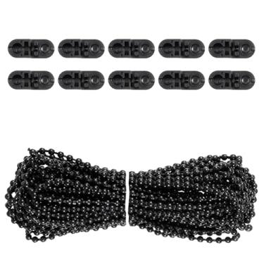 Imagem de Cordão de corrente de 10 metros para persiana rolante, persiana romana vertical, reparo de corrente esférica com 10 peças de clipes de conector para persianas de colmeia venezianas verticais de rolo