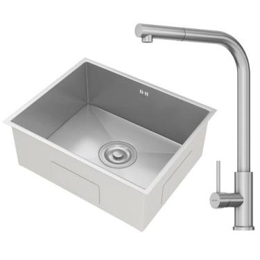 Imagem de Kit Cuba Gourmet Lisboa Aço Inox 304 e Torneira Gourmet Toronto Aço In