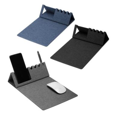 Imagem de Kit Escritório Completo com Caderno, Mouse Pad, Caneta, Porta Objetos, Régua e Estojo, Material Escolar e Papelaria para Organização (Mouse Pad Suporte Cinza)