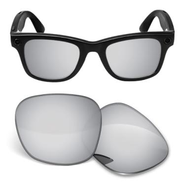 Imagem de Lentes de substituição de 1,5 mm compatíveis com óculos de sol inteligentes Ray-Ban Meta Wayfarer RW4006 50 mm - prata escuro polarizado