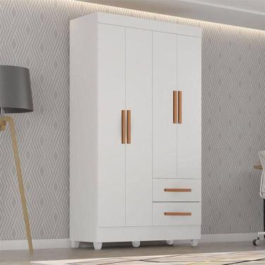 Imagem de Guarda Roupa Solteiro Lite Ambiente 4 Portas Branco Brilho - Móveis Leão