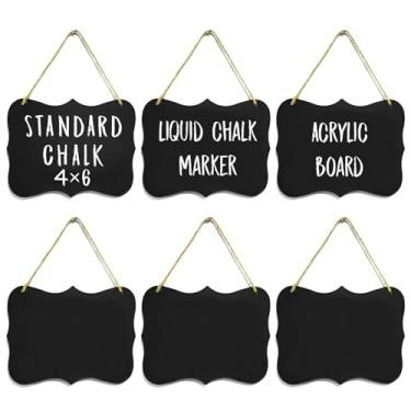Imagem de Conjunto de 6 peças de placas de acrílico para pendurar quadro-negro, 10 x 15 cm, dupla face para marcadores de giz e giz líquido, quadros de notas para lojas e aulas
