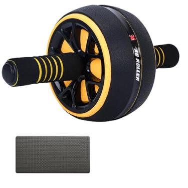 Imagem de Dalekana Rolo de roda AB, exercício abdominal roda fitness para academia e casa, equipamento de treino de força com joelheira, 30,5 cm L, amarelo