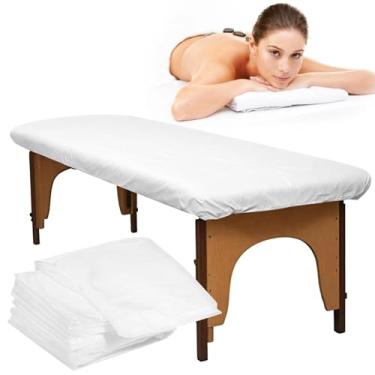 Imagem de 10 peças de lençóis descartáveis antiaderentes para mesas de massagem, 100 x 203 cm, capas elásticas para spa e salão de beleza