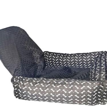 Imagem de Protetor de Banco Traseiro Toddy, Impermeável, Microfibra Matelada, Design Urso Marrom, com Zíper e Elástico, para Automóvel (Preto Estampado, Grande)