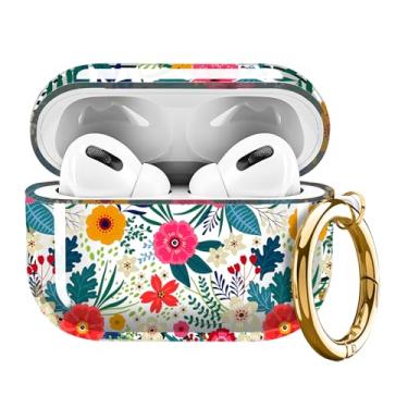 Imagem de Capa transparente compatível com AirPod Pro 2, linda estampa de flores com chaveiro dourado, capa protetora de TPU macio à prova de choque para Air pod Pro 2ª geração para meninas e mulheres - flores