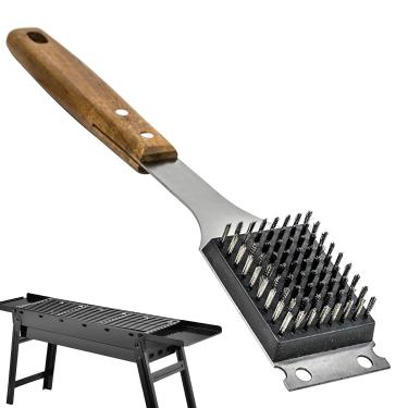 Imagem de Shakven Escova para churrasqueira, escova para churrasqueira e raspador, Raspador de escova de limpeza de grelha, Escova de limpeza tripla para churrasco para camping, piqueniques e jantares