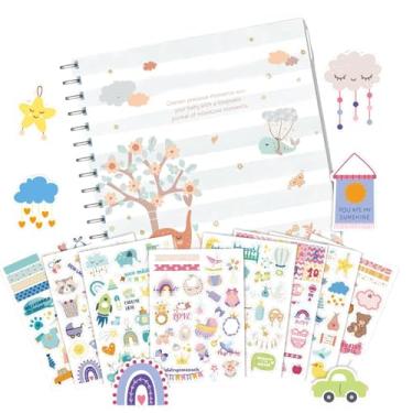 Imagem de Shakven Livro de registros para crescimento infantil,Livro de registros de crescimento - Livro de registros do primeiro ano, livro de marcos infantis | Diário de eventos Scrapbook Timeless Simple Kids