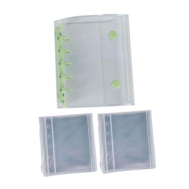 Imagem de MotiveTech Capa transparente para fichário com 5 furos, botão de pressão e folhas internas em branco para fotos de férias em família. Ideal para artesanato e, Verde