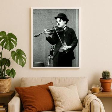 Imagem de Quadro Charlie Chaplin Tocando Violino 24X18Cm - Quadros On-Line