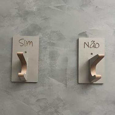 Imagem de 4 Ganchos Para Roupas Provador de loja Sim Não Retangular Moderno Cinza