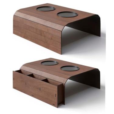 Imagem de Esteira para Braço de Sofá com Porta Copos e Suporte para Controle - Apoio para Bebidas e Organizador 40x28,5cm(SIMPLES + CONTROLE NOGUEIRA)