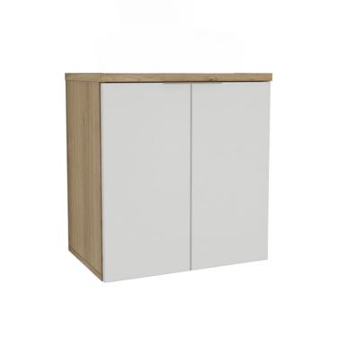 Imagem de Gabinete de Banheiro Nature 2 Portas Carvalho e Branco 60 cm
