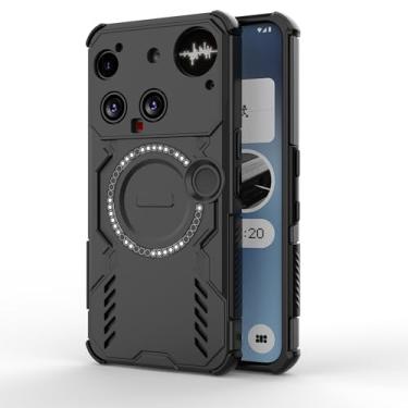 Imagem de Pzwoxukhov Capa compatível com Nothing Phone 3, compatível com Magsafe, design esqueletizado de dissipação de calor, compatível com Nothing Phone 3 capa de telefone magnética à prova de choque preta