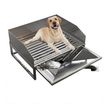 Imagem de Vaso sanitário para animais de estimação de aço inoxidável, vaso sanitário para cães com parede, vaso sanitário interno para cães pequenos e grandes, vaso sanitário para cães com descarga (125 x 75 cm